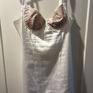 White fox mini satin dress